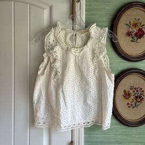 White Eyelet Sleeveless Top